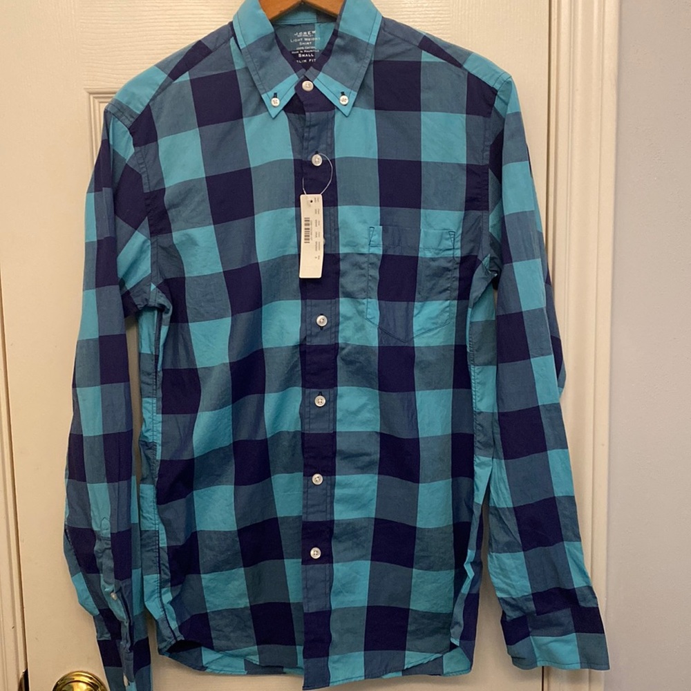 JCrew Men’s Blue Plaid Cotton Buttondown